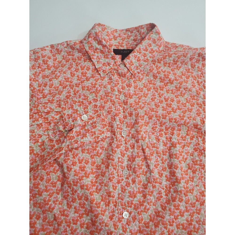J Crew Women's Long Sleeve 1/2 Button Casual Floral Blouse, Size 2